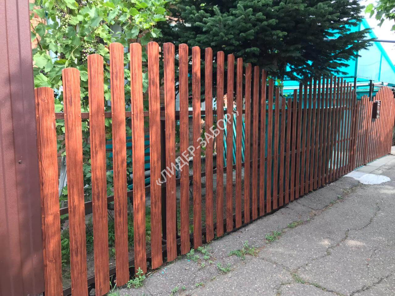 Цена Забор из штакетника под дерево цвет Темное дерево в Москве Купить Забор из штакетника под дерево цвет Темное дерево